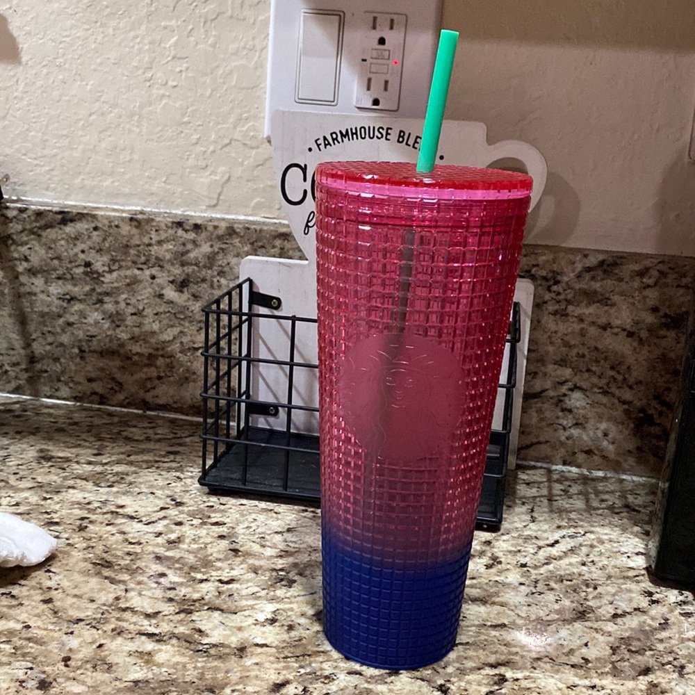 Starbucks Summer 2022 - Watermelon Pink Blue Grid Tumbler (Cold Cup) Venti 24 oz